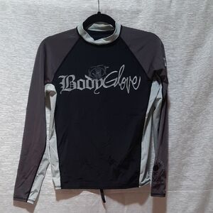 Body Glove Black and Gray Long Sleeve Rash Guard Swimwear
